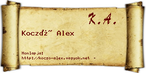 Koczó Alex névjegykártya